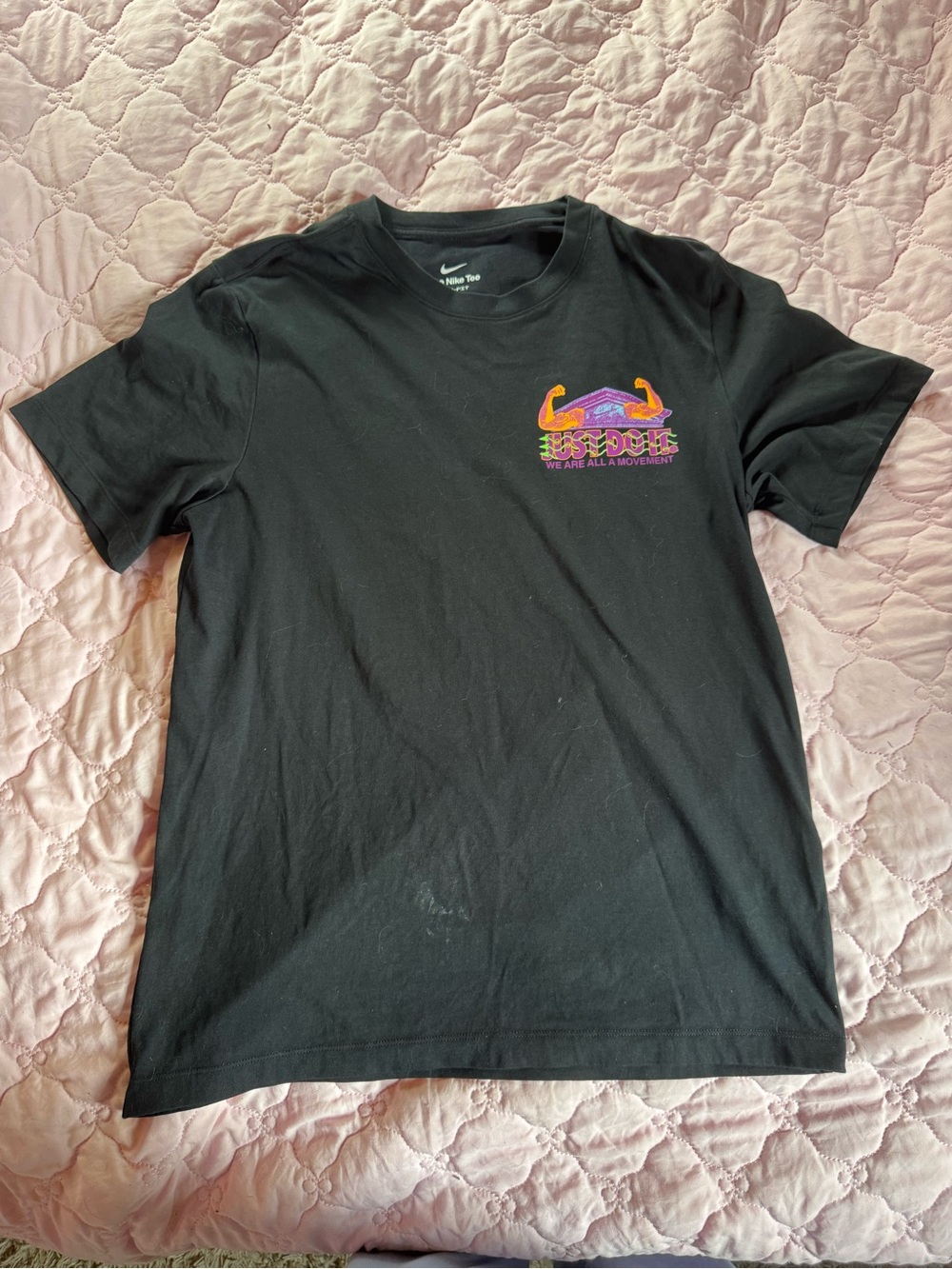 Nike Black Short Sleeve Tee with Multicolor Chest Graphic